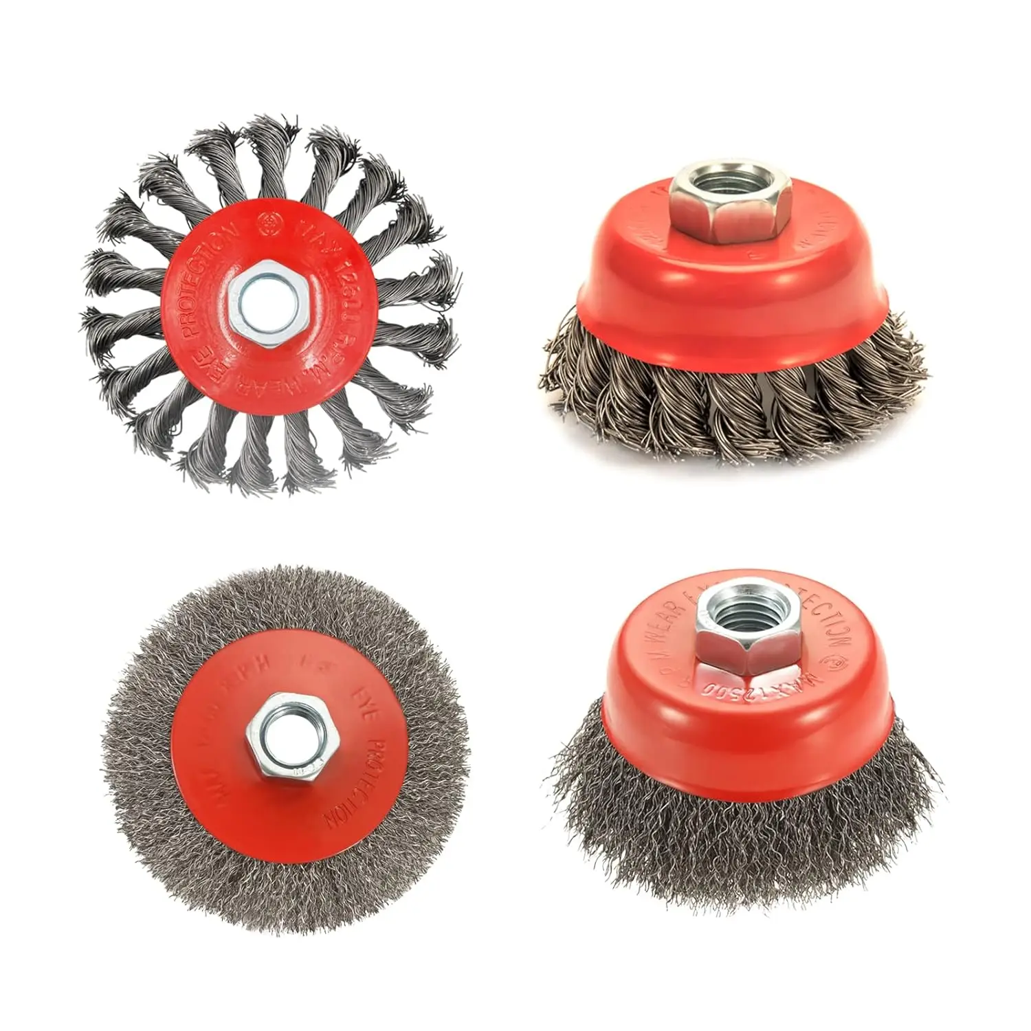 M14 Twisted Wire Wheel Brushes, 3-inch/4-inch, for paint removal and deburring with angle grinders