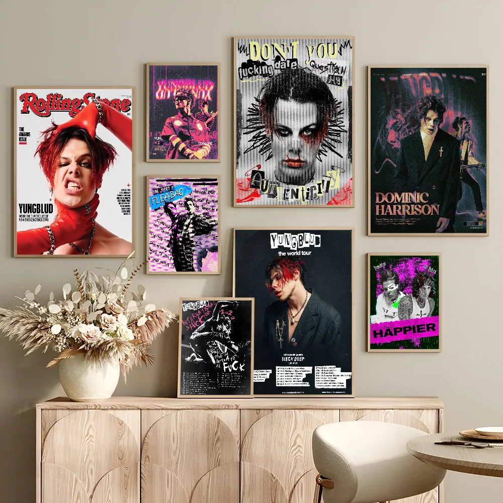 Y-Yungblud Hot Singer Vintage Posters Sticky Whitepaper Prints Posters Artwork Posters Wall Stickers