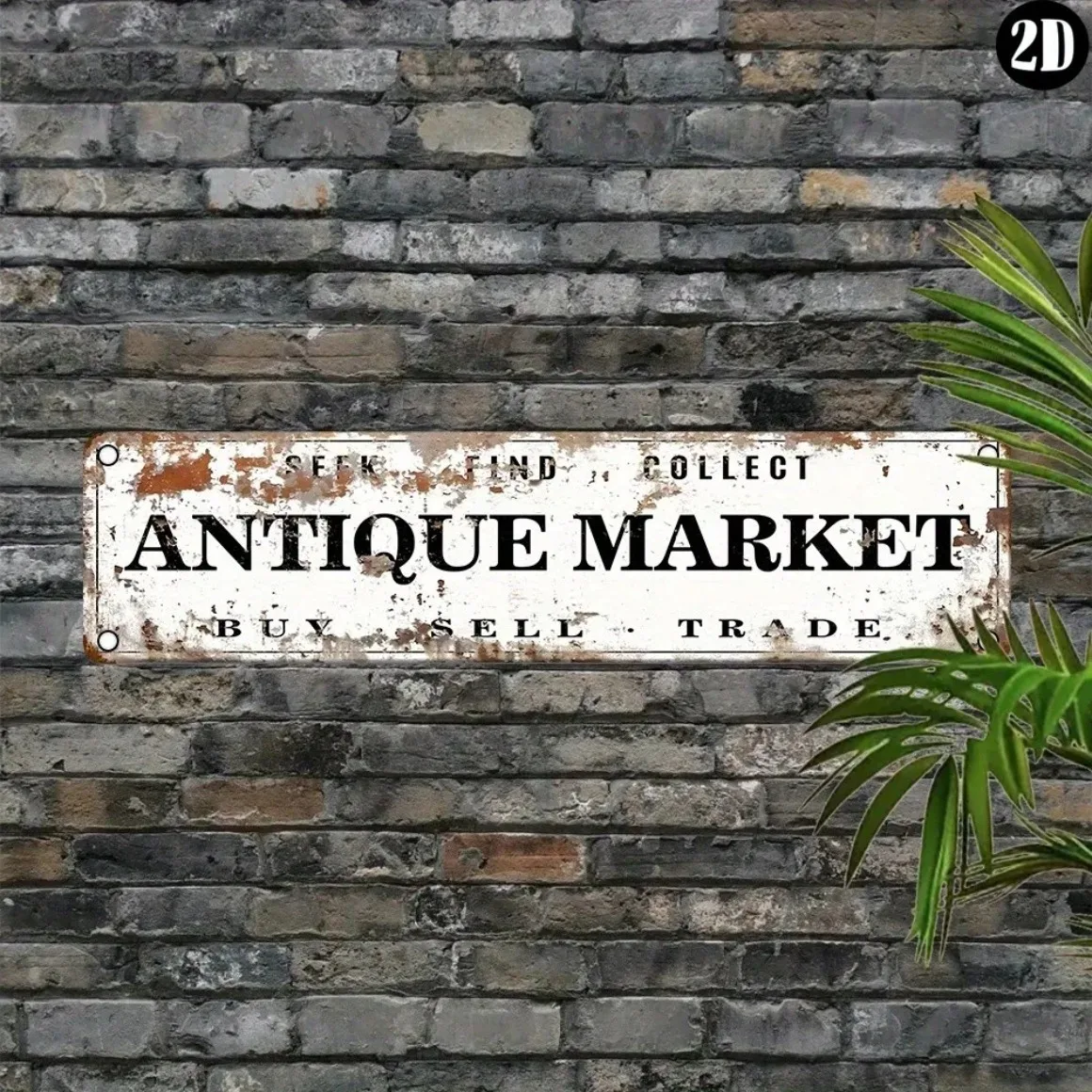 لافتة سوق ألومنيوم عتيقة، لوحة حائط ريفية 4 × 16، ديكور معدني مقاوم للماء مطبوع بالأشعة فوق البنفسجية للمنزل والبار والمقهى والهالوين والغرفة