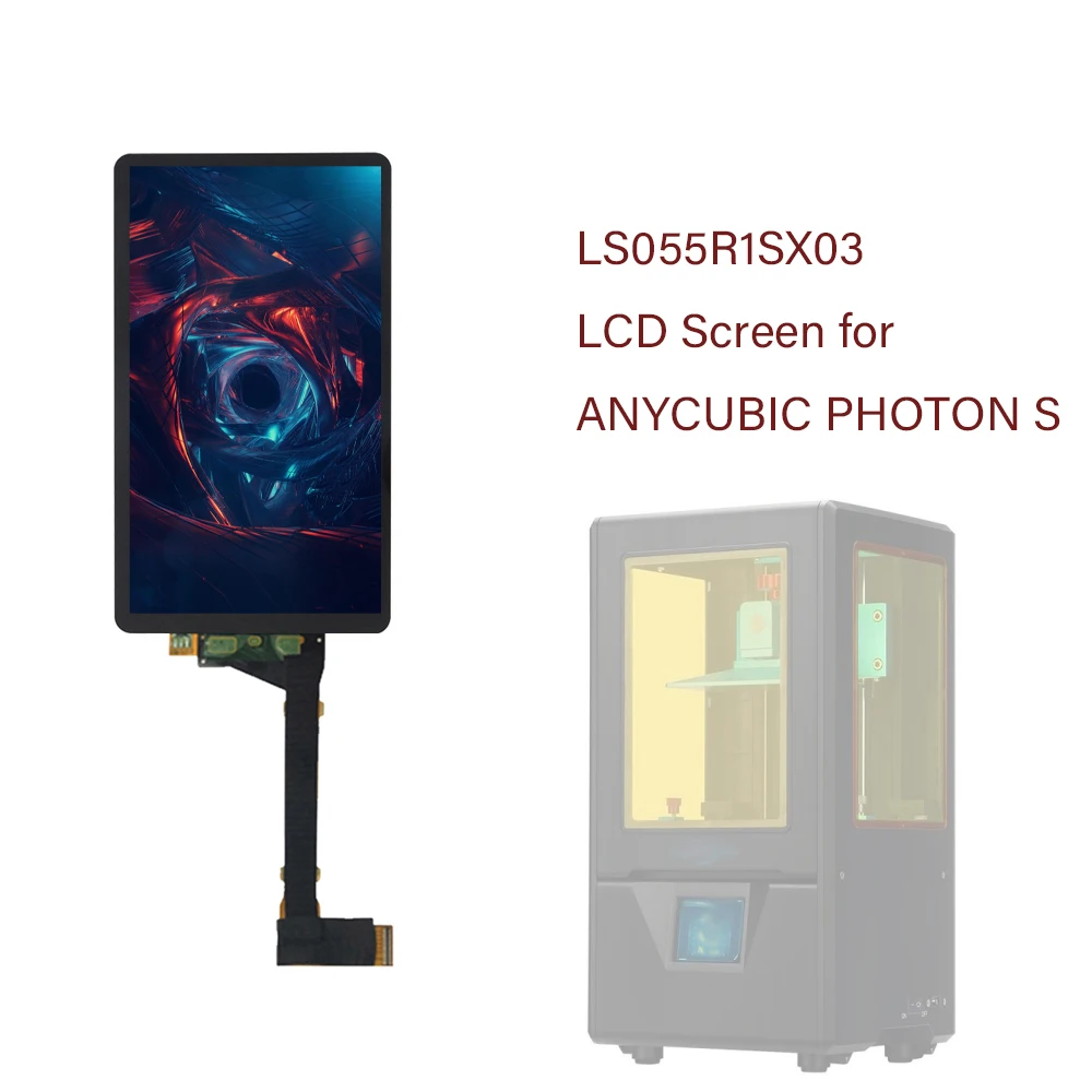 

Appty To ANYCUBIC Photon S 3D Printer 2K LCD Screen With Glass 5.5 inch LS055R1SX03 2K Light Curing Display Screen No Backlight