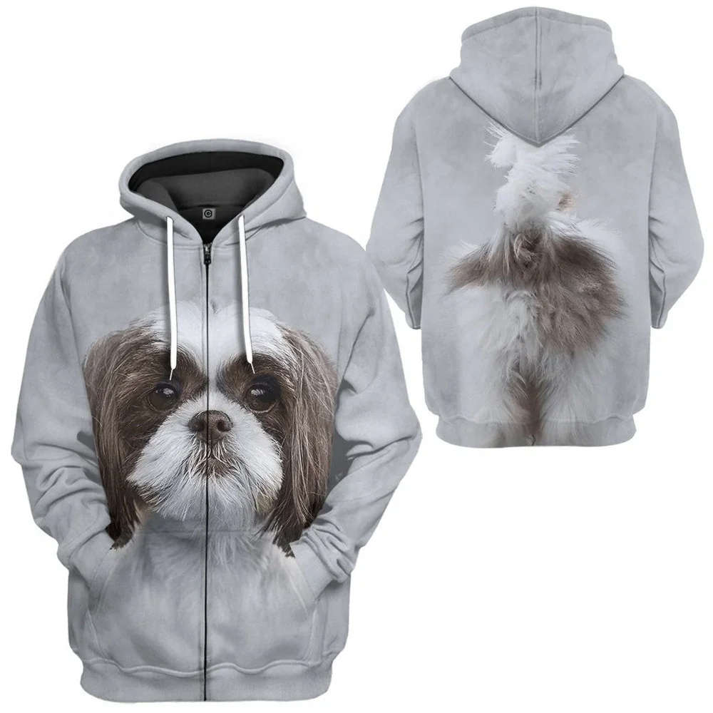 

HX King Charles Spaniel толстовки на молнии с 3D графикой спереди и сзади толстовки с принтом модная повседневная уличная одежда топы в стиле Харадзюку