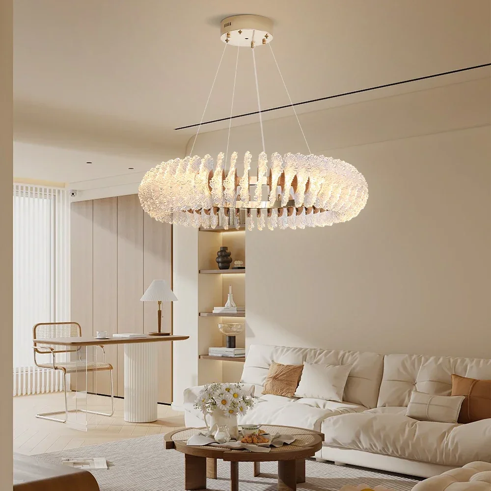 Nordic Gold Modern Acrylic Chandeliers for Living Room Bedroom Hanging Pendant Led Light Creative Ceiling Chandelier Dining Room