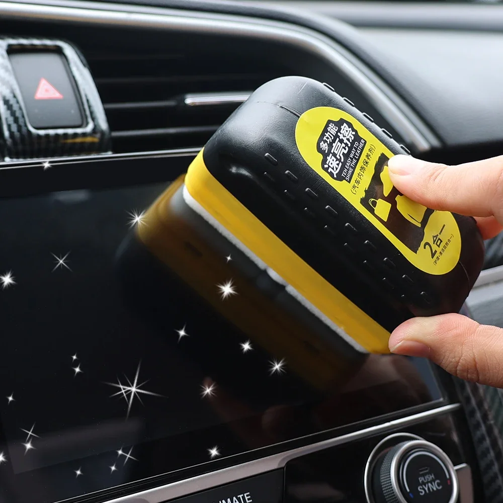 Car Quick Bright Cleaning Wiper Leather Seats Maintenance Polishing Sponge Brush Leather Plastic Aging Care Refurbishment Agent