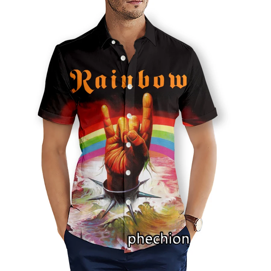 Summer Hawaiian Mens Short Sleeve Beach Shirts Rainbow Rock 3D Printed Casual Shirts Fashion Streetwear Men Tops X12