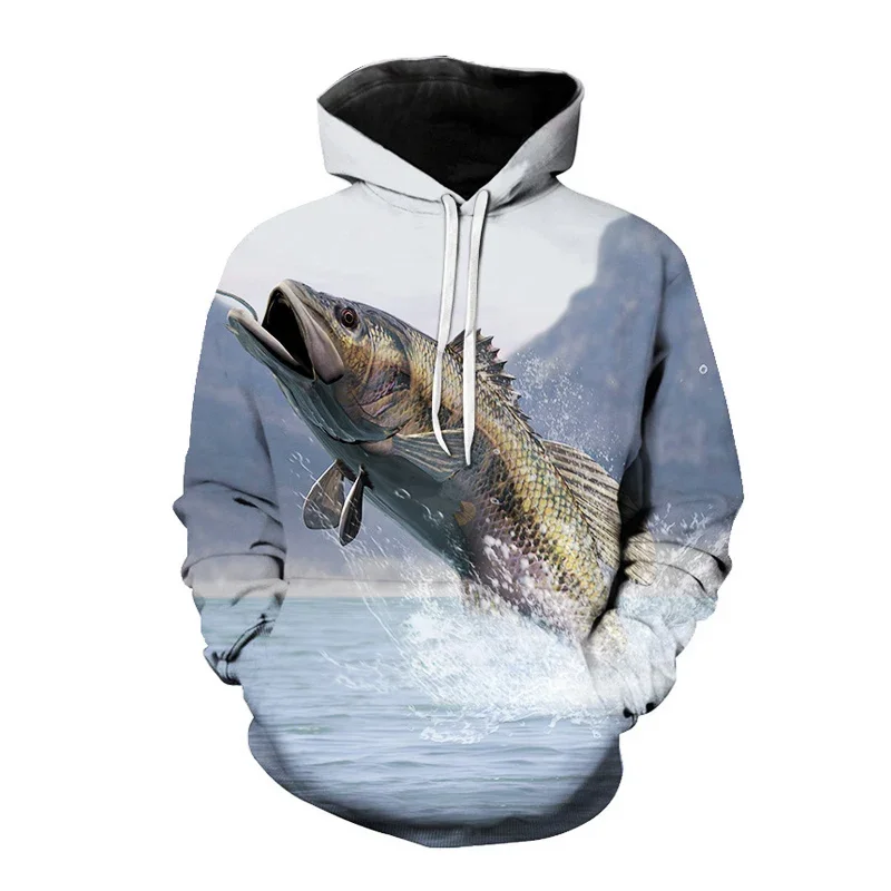 Sudadera con capucha para hombre con estampado 3D de pesca de atún, suéter informal Unisex, chaqueta deportiva esencial, Harajuku, otoño