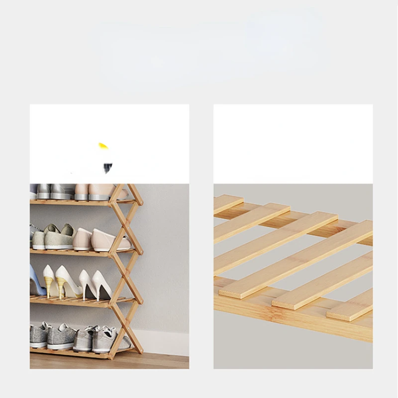 Pure solid wood storage shoe cabinet rack, wooden multi-layer simple entrance, rental room, household dormitory