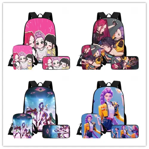 Mochila escolar infantil de dibujos animados KPop Demon Hunters con bolso de hombro, bolsa de lápices para guardería, bolsas ligeras para niños