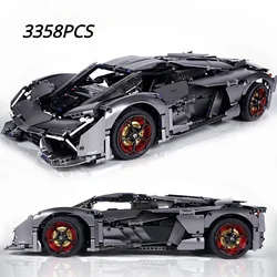 Technical 1:8 Lambo Terzo Millennio Black Sport Car Building Blocks DJ Rambo Assemble Bricks Toys For Adult Kids Birthday Gifts