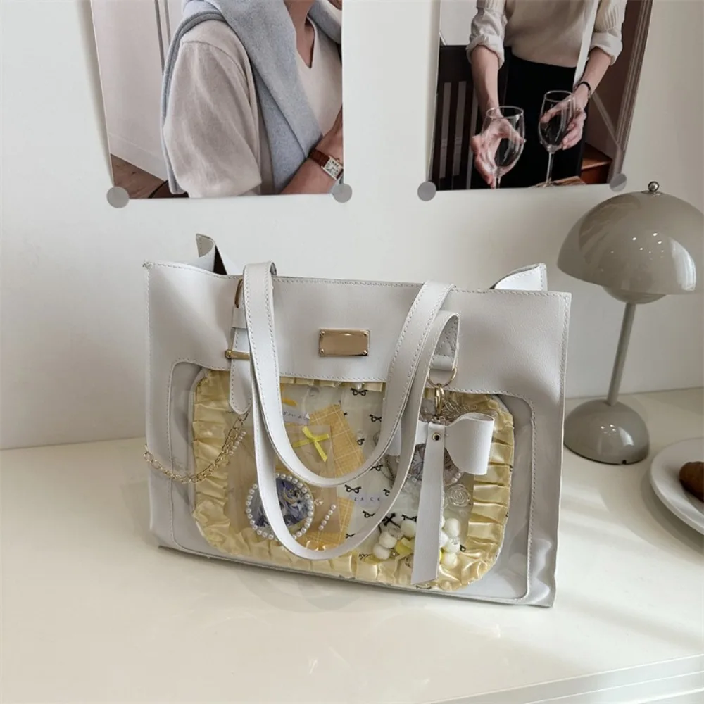 

Portable Bow Transparent Itabag Y2k Japanese Style JK Shoulder Bag Harajuku Casual Lolita Handbag Shopping
