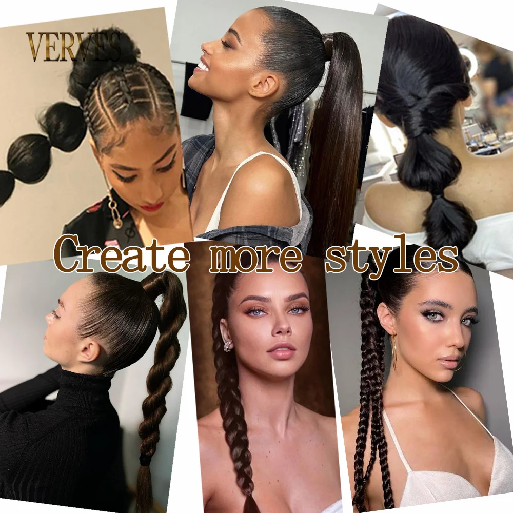 Braided Ponytail Extension Hair Synthetic Braiding Braids 32''24'' PonyTail Rubber Band Hair Ring Brown Black Blonde Ombre