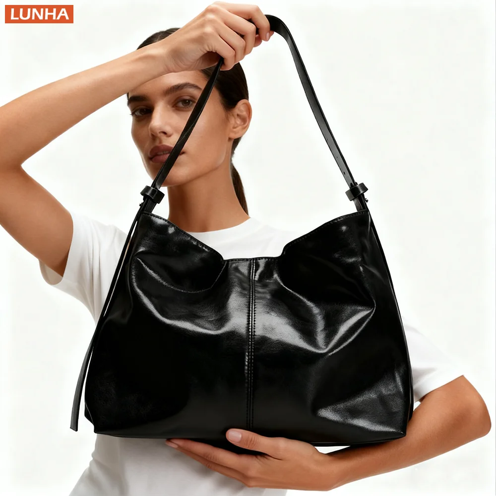 

Женские сумки-тоут из мягкой искусственной кожи большой вместимости, сумка через плечо, черная роскошная стильная сумка для городских дам