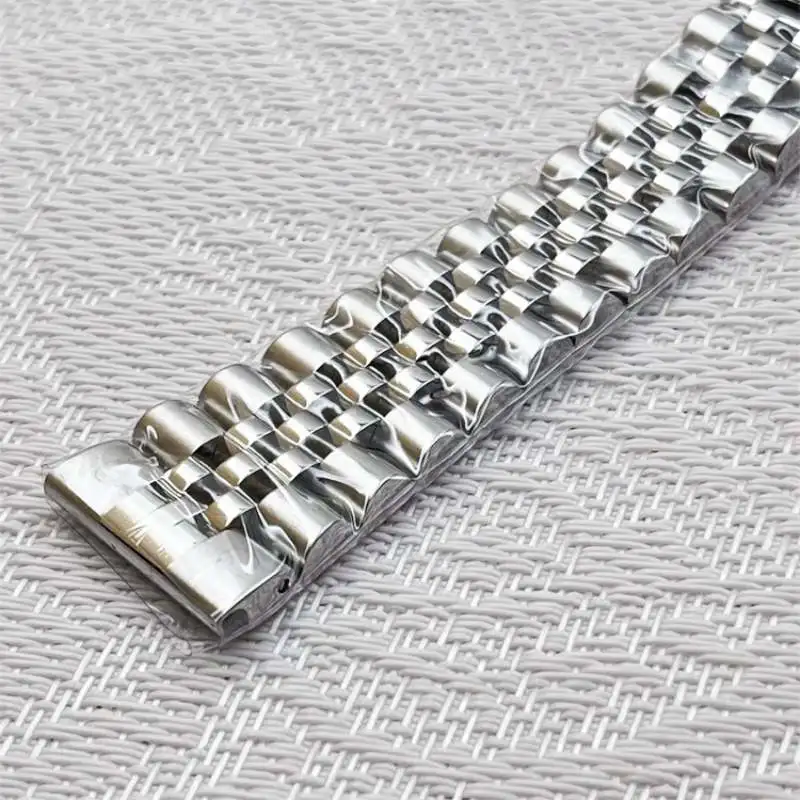 20mm 22mm Solid 316L Stainless Steel Universal Straight End Silver Oyster Jubilee Watch Strap Band Fits for Rolex SUB GMT Watch