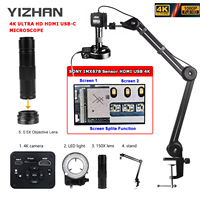 Yizhan HD 1080P 4K Digital Mircoscope HD HDMI USB VGA Mircoscope C-Mount Camera 2K 1-150X Zooms 0.5X Barlow Lens Strong Stand