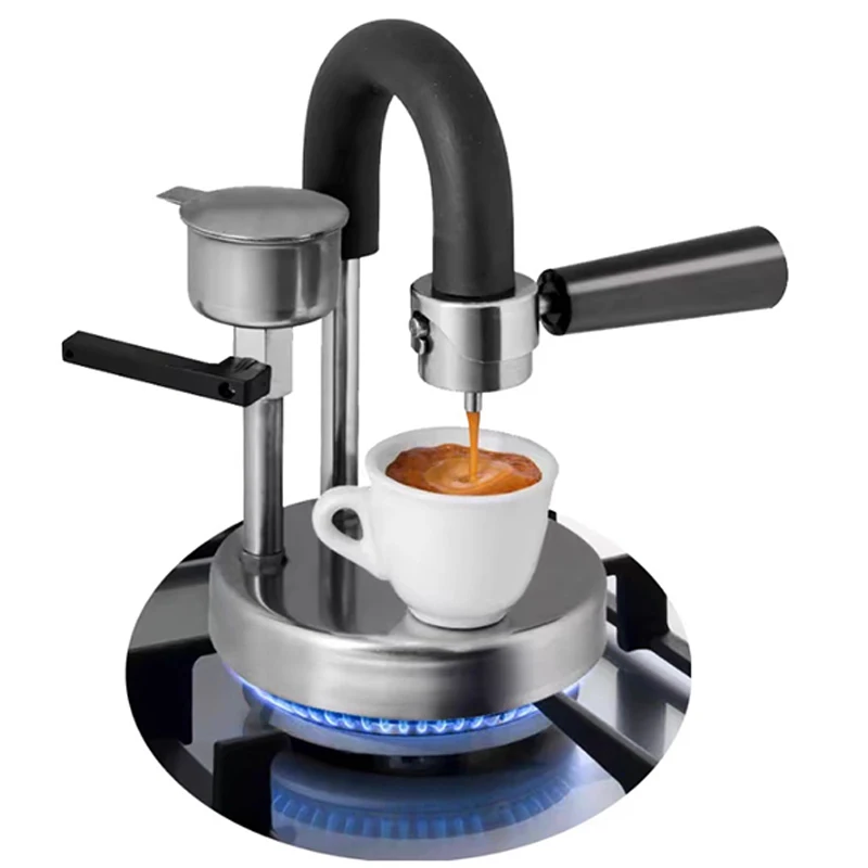 Espresso Maker Stainless Steel Coffee Maker Solid Wood Handle Gas stove/induction cooker heating 30-300ml