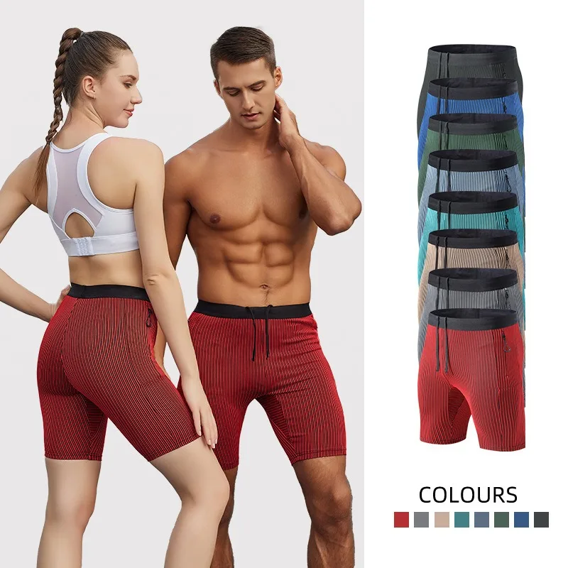 

Men and women running fast dry tight shorts outdoor marathon exercise fitness five-point pants training pants