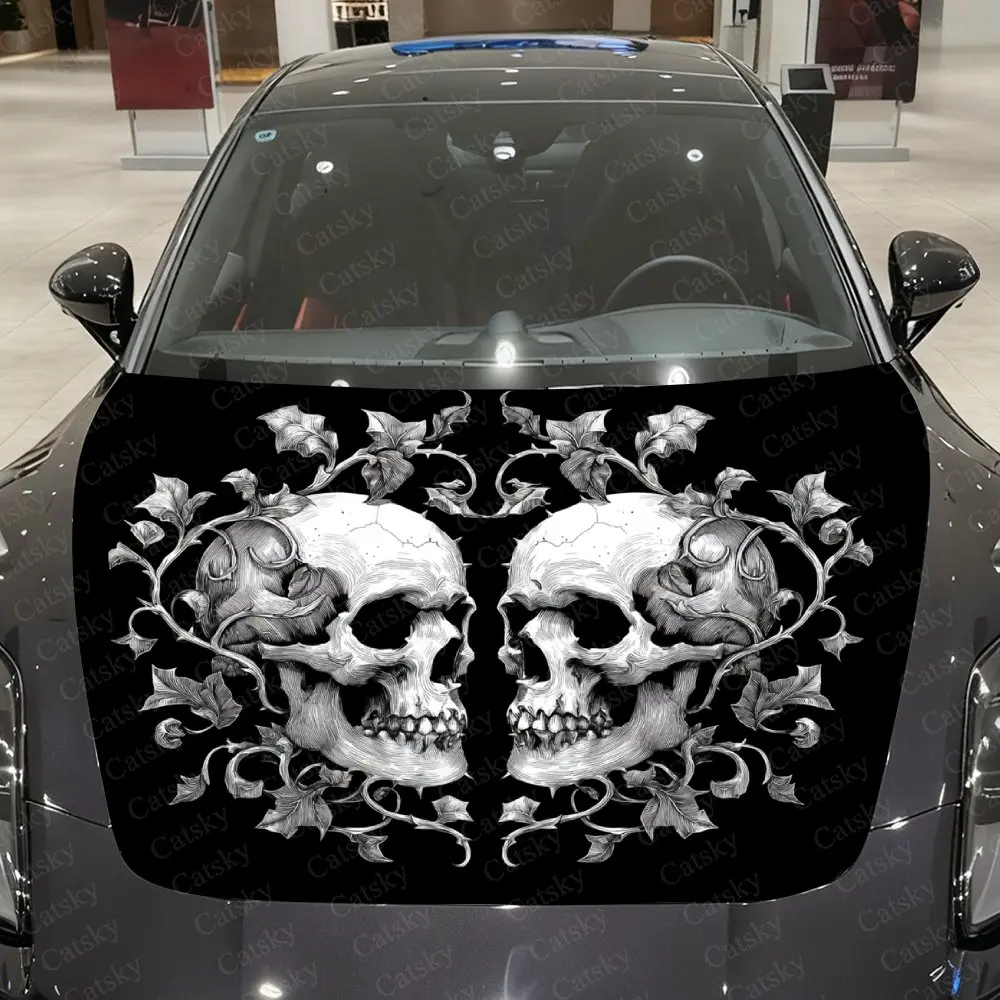 

Наклейки на капот автомобиля со скелетом шипа, наклейки из ПВХ, водонепроницаемые и износостойкие декоративные наклейки, модный дизайн с узором, автомобиль S
