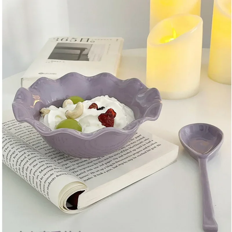 INS Advanced Sense Food Plates Ceramic Purple Side Plates Multifunctional Dessert Tray Exquisite And Versatile Dining Plates