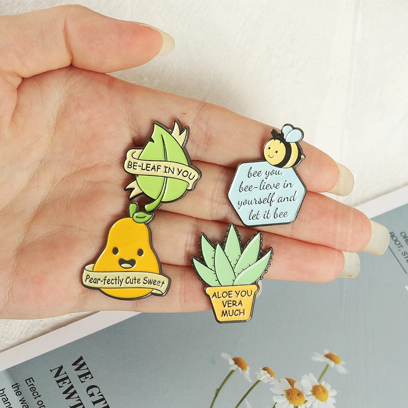 Custom Plants I LAVA YOU Banner Pin Lapel Badge Cartoon Jewelry Gift for Kid Friend Funny Homophonic Pun Enamel Brooch