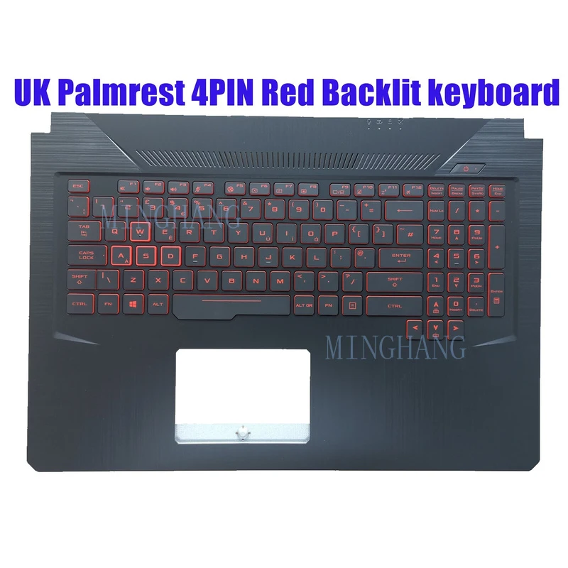 M   UK Palmrest 4PIN Red Backlit keyboard for ASUS FX705D FX705DD FX705DU FX705DT