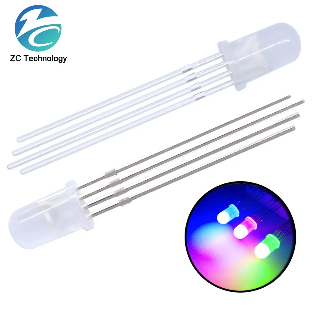 20Pcs Multicolor 4pin 5mm RGB Led Diode Light Lamp Tricolor Round Common Anode LED F5 Light Emitting Diode Red Green Blue