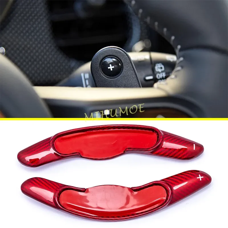 Interior Steering Wheel Paddle Shifter Extension Accessories For 2015-2023 Mini Cooper S Countryman Clubman JCW Red Carbon Fiber