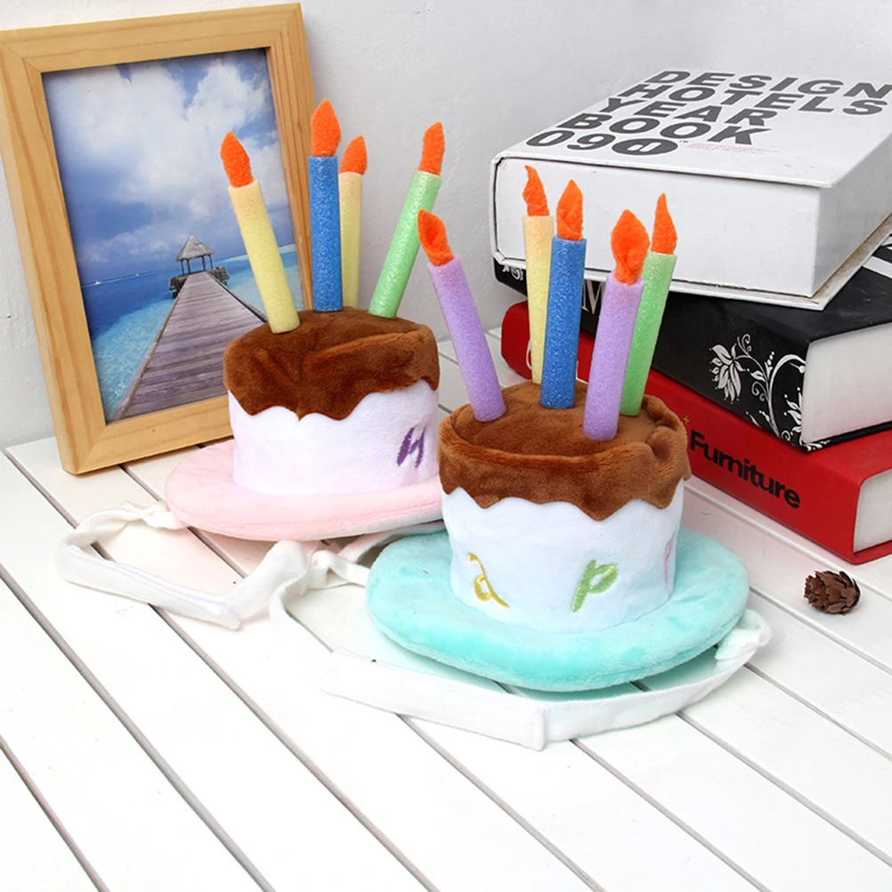 

1Pcs Birthday Cake Pet Hat Comfortable Cloth Adjustable Strap Dog Birthday Hat for Small Medium Pets Party Parade Photo