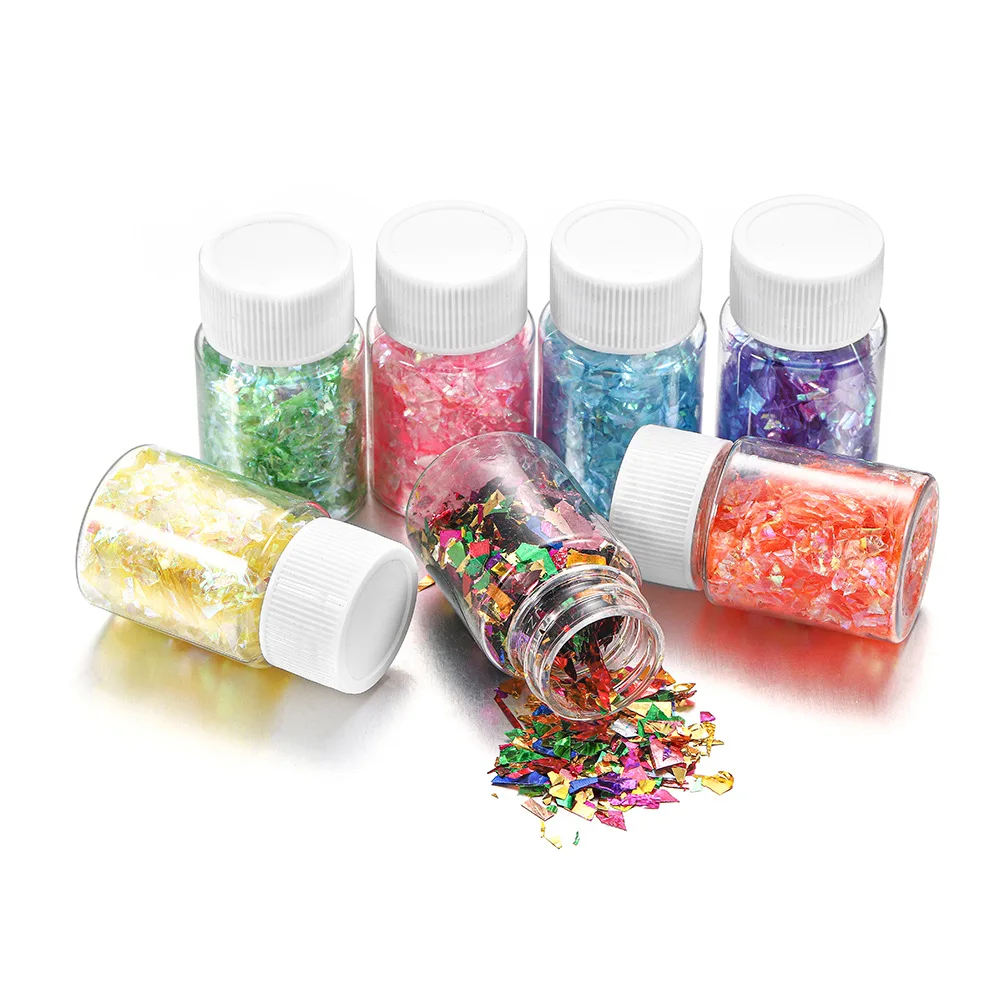 1Pcs Fashion Bottled Nail Glass Paper Fragments, Iridescent Nail Art, Irregular Candy Paper, Phototherapy Nail Stickers, Glitter