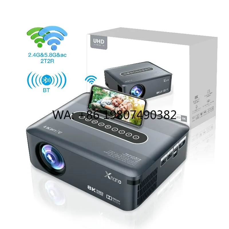 Full HD 1080P 4K LED Projector Android 9.0 Quad Core 5G WiFi 8K Video Home Theater Cinema Portable Beamer