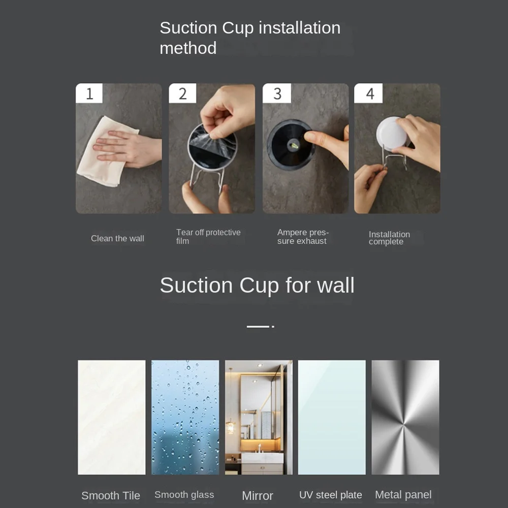 مرآة مكياج قابلة للدوران 360 درجة، مقاومة للماء وقابلة للتعديل، مرآة مستديرة معلقة، صورة واضحة قابلة للإزالة