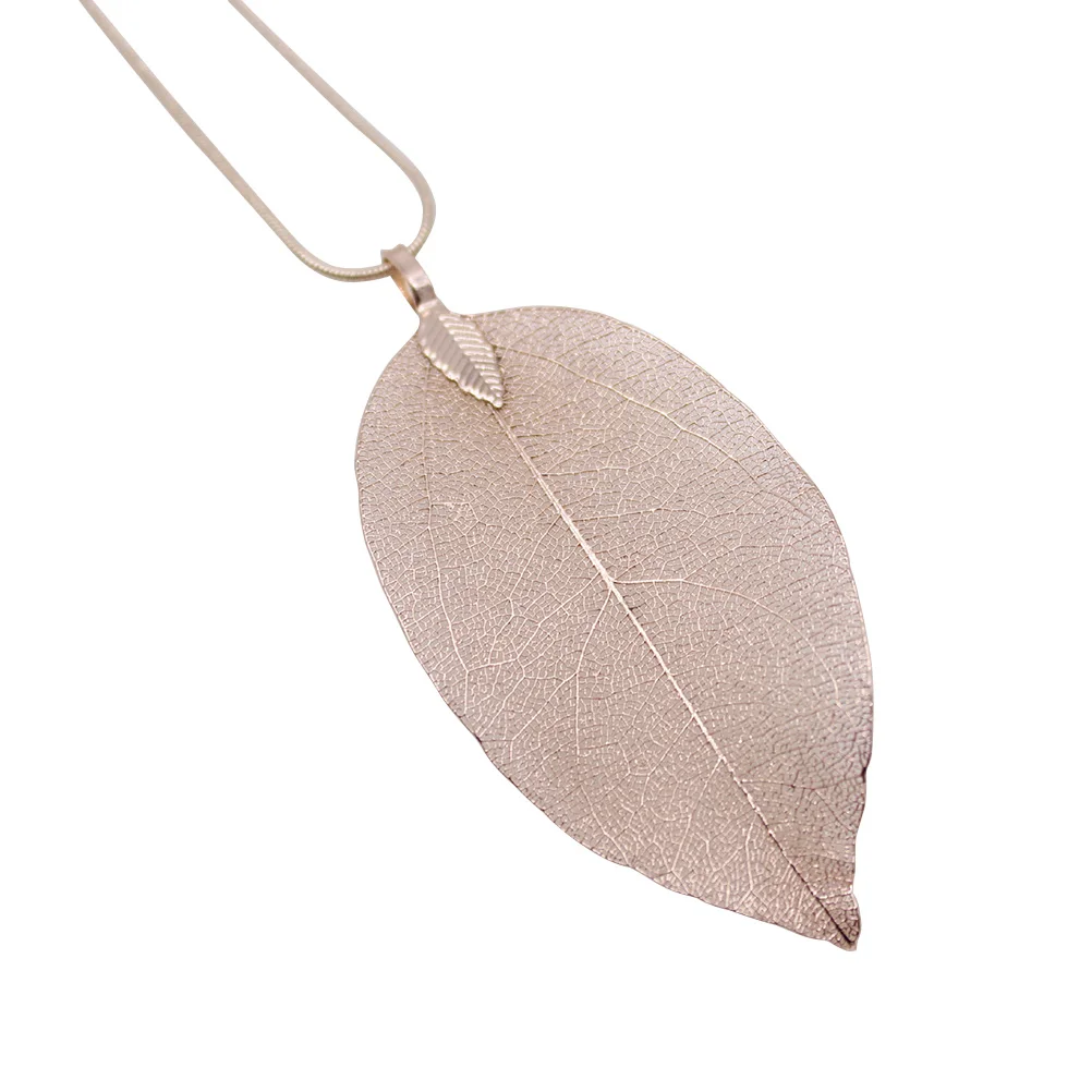 

Necklaces Leaf Shape Natural Pendant Bohemia Korean Fashion Golden Sweater Chain