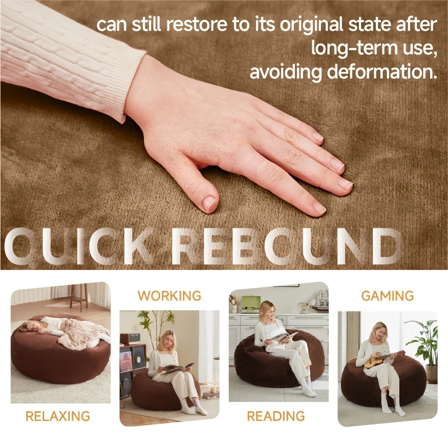 كرسي أريكة كيس بين باج - قطيفة، فائقة النعومة - كرسي بين باج من إسفنج الذاكرة مع غطاء من الجلد السويدي - أثاث محشو مملوء بالرغوة #3