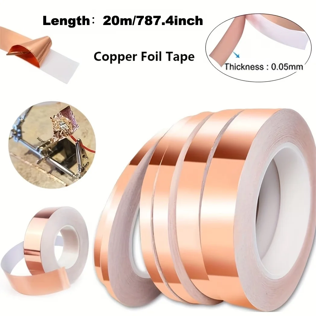 Sided Conductive Shielding Tape, Conductive Adhesive Tape for Electrical Projects, EMI Shielding, Soldering, Grounding