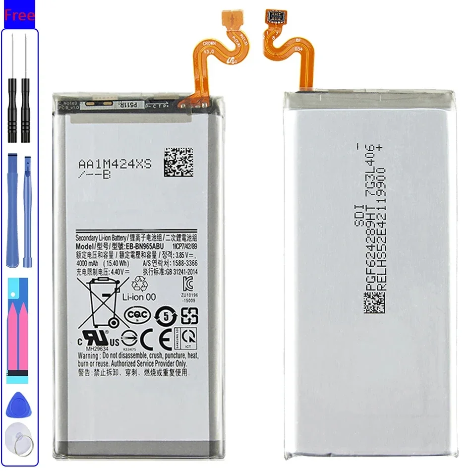 Replacement Battery EB-BN965ABU for Samsung Galaxy Note9 Note 9 SM-N9600 N960F N960U N960N N960W SM-N960X 4000mAh Bateria