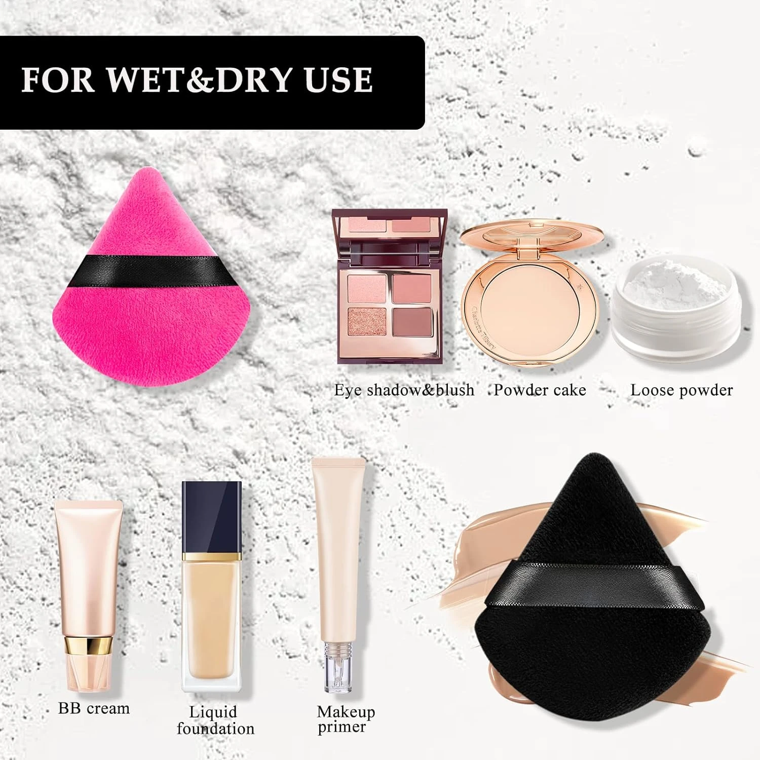 Exquisitely Soft and Velvety Set of 15 Reusable Triangle Powder Puffs - Essential Makeup Tools for Precise Application on Under 