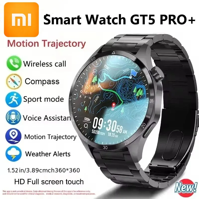 

XIAOMI для HUAWEI GT5 Pro GPS NFC Смарт-часы для мужчин 360*360 AMOLED Экран Сердце Bluetooth Вызов IP67 Водонепроницаемые мужские умные часы