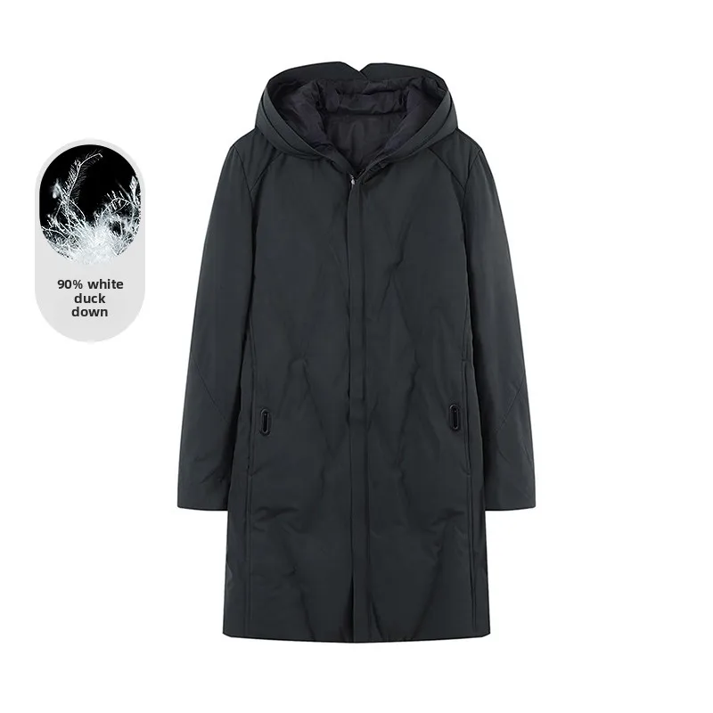 

Homesick 2025 Winter Men's Fashionable Versatile Business Casual Warm Hooded down Jacket Mid-Length Youth Trendy Style