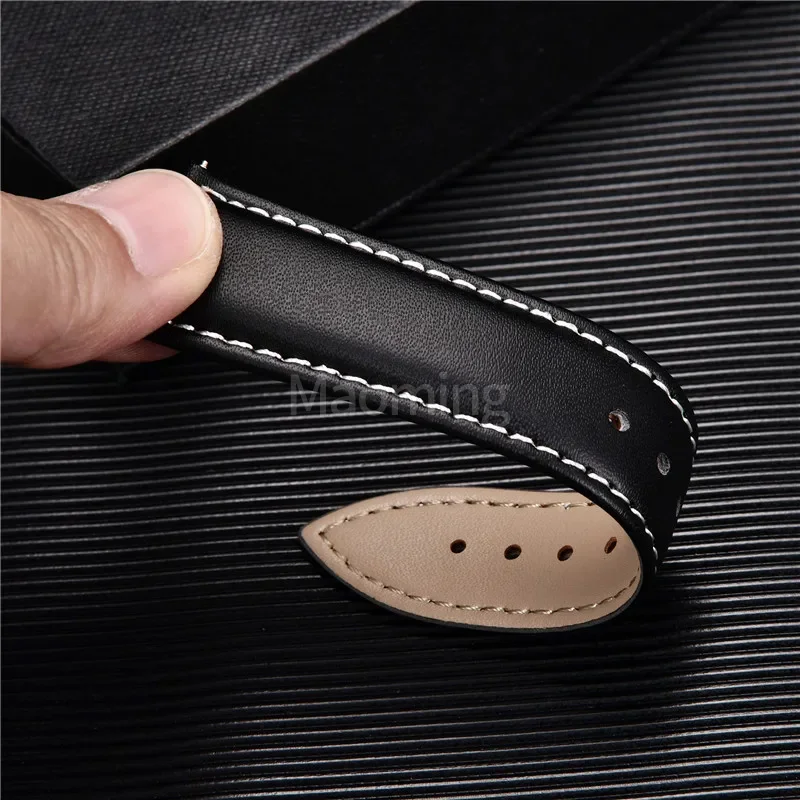 Кожаный ремешок для часов 22 мм, мужской и женский кожаный ремешок для часов с автоматической застежкой-бабочкой, ремешок для часов