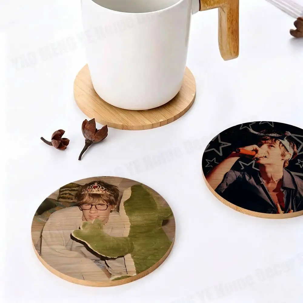 Singer M-Malcolm Earrings T-Todd Wooden Coaster Round Anti-Scald Anti-Slip Properties for Home Tabletop Coffee shop Decor
