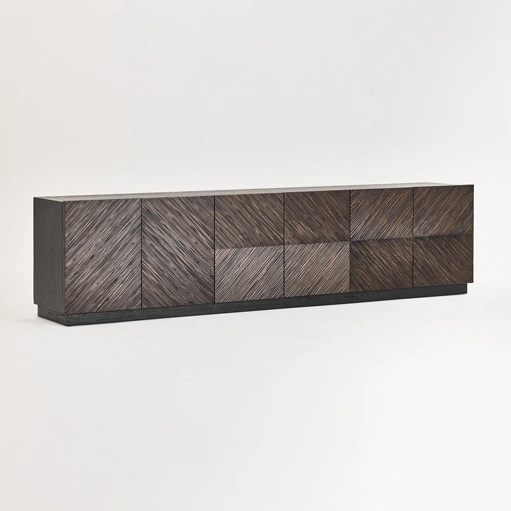 

Oak sideboard, vintage country style, solid wood grain, four-door sideboard, reclaimed timber home furnishings