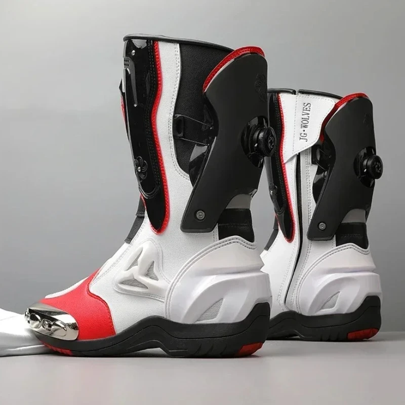 Goma de microfibra Nano nuevas 2025, botas protectoras de Metal de suela blanda anticolisión para exteriores, botas protectoras altas para motocicleta