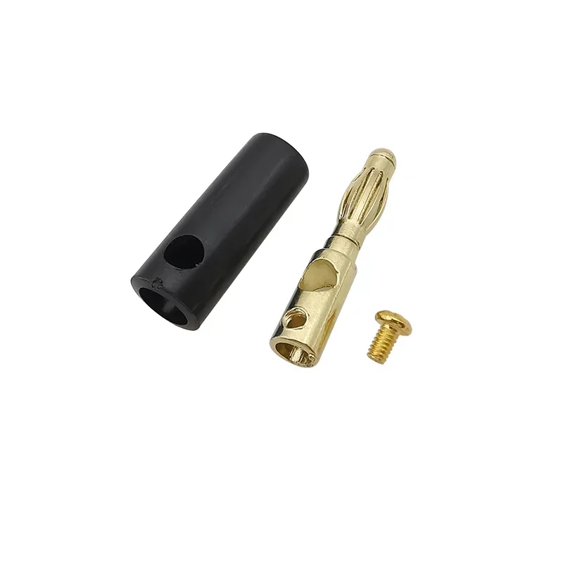 100Pcs/lot Gold Plated 4mm Banana Male Plug Connector DIY Test Screw Type Banana Plugs Wire Cable Connectors Adapter