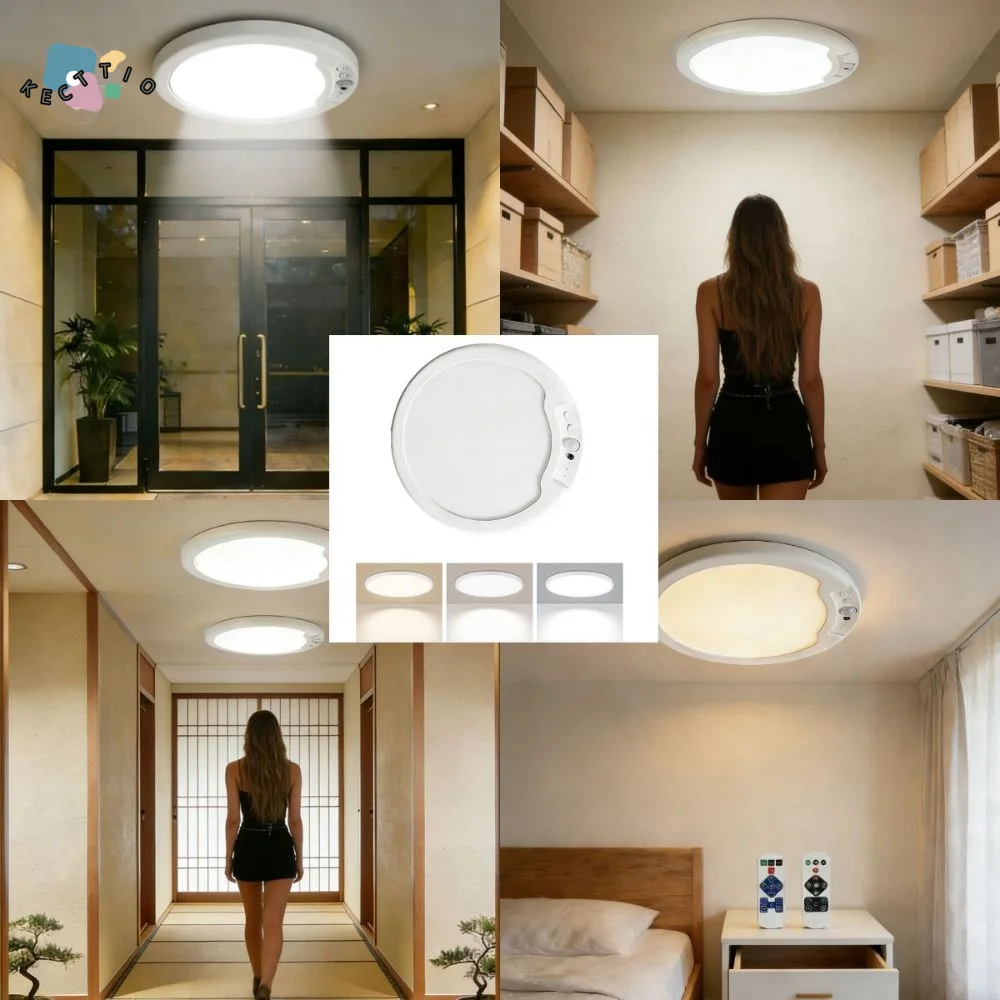 

Motion Sensor LED Ceiling Light Automatic Dimmable Flush Mount Light Fixture Remote Control Round Motion Activated Light
