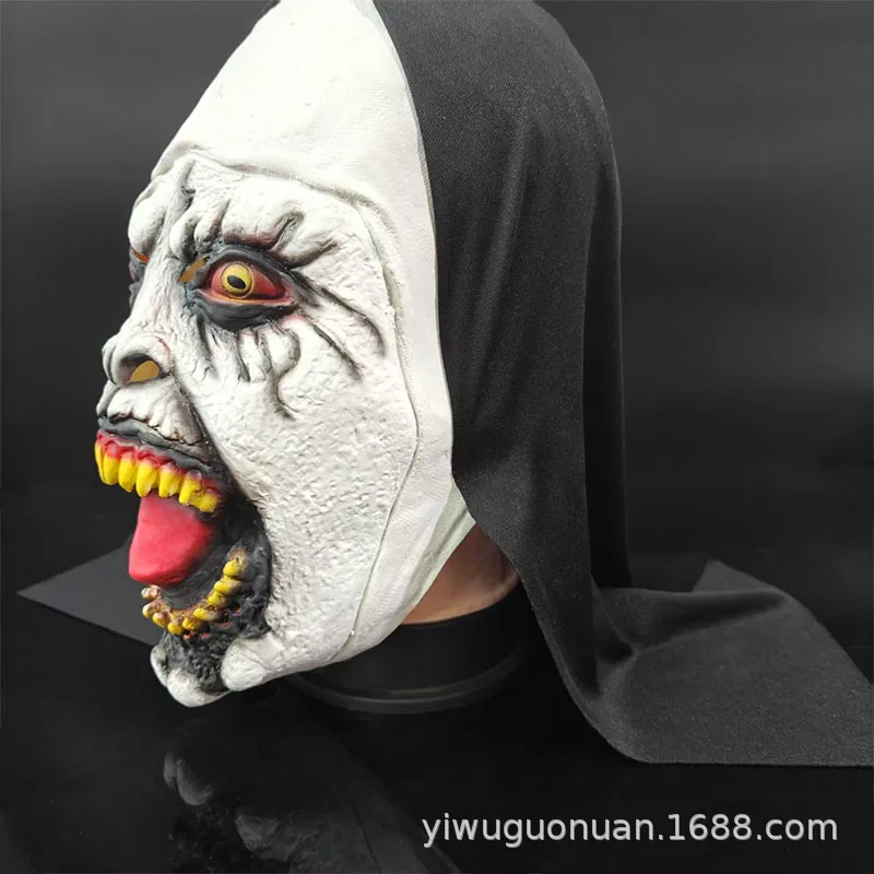 หน้ากากแม่ชีสำหรับคอสเพลย์ หน้ากากแม่ชีสยองขวัญสำหรับฮาโลวีน อุปกรณ์ประกอบฉากหนังสยองขวัญ ชุดคอสเพลย์