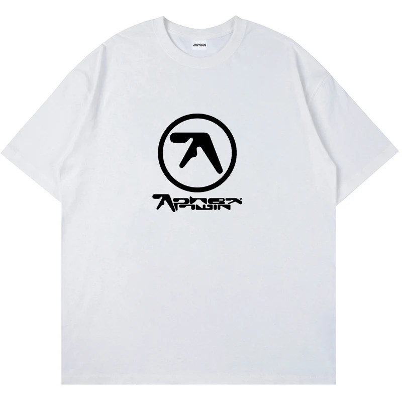 Oversized Men\'s T-Shirt Aphex Twin Cotton Aesthetic Clothing Graphic Short Sleeve Tees Shirt Y2k Print Gothic Tshirt Summer Tops