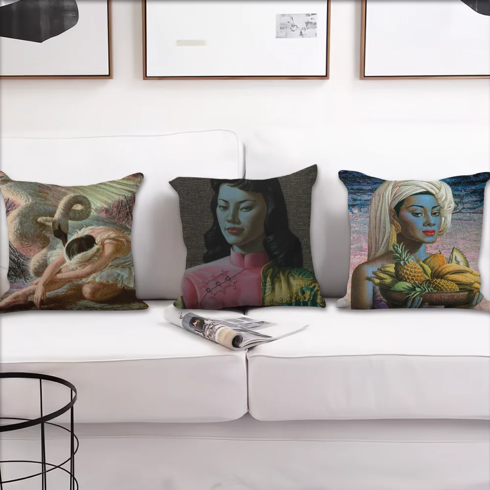 Art V-VladimirS T-Tretchikoff cushion cover Accessories Square Cushion Room Bedroom Headboard Sofa Living Backrest Car Nap Time