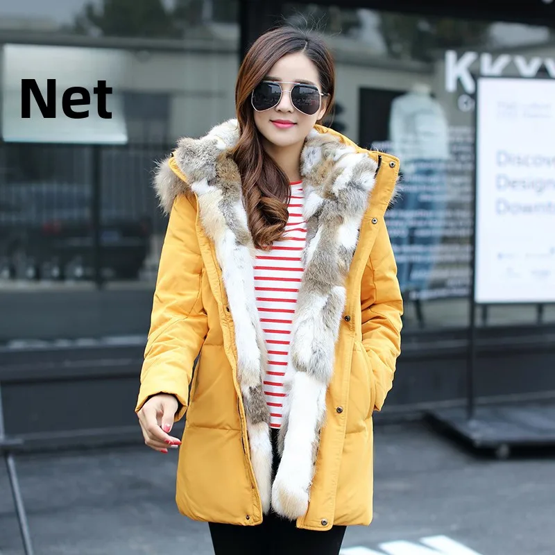 

Youthful down Jaet Women's Winter Faion Thiened Long Coat with Large Fur Collar ex Couple Outerwear Polyester Fiber