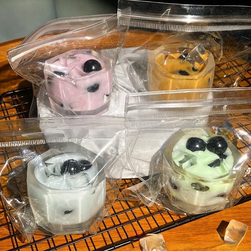 Taza de té de la leche con perlas hecha a mano, juguete para aliviar el estrés de crecimiento lento, Squishies Kawaii suaves, juguetes de descompresión, regalo, 1 Uds.