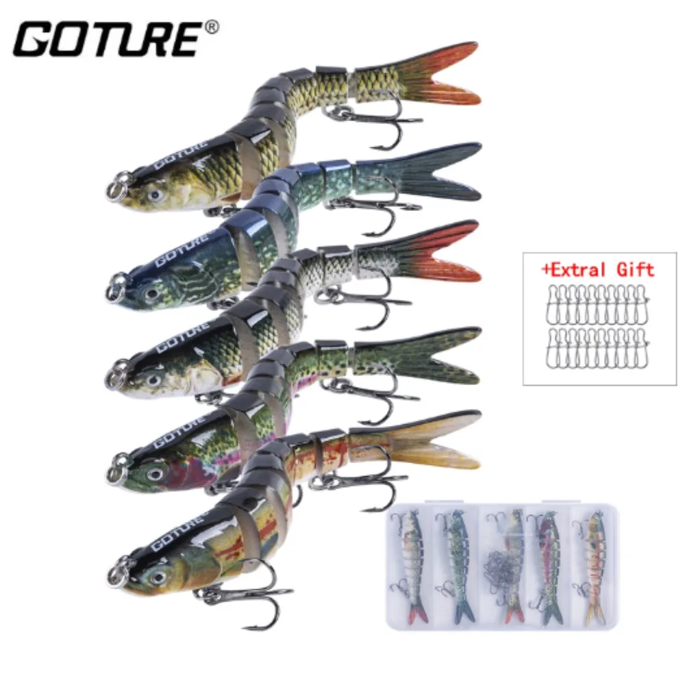 

Goture Fishing Bait 5pcs/set 11g 10cm Treble Hook Swimbaits 3D Vivd Eyes With 20pin Fish Lures Artificial Fishing Joint Baits