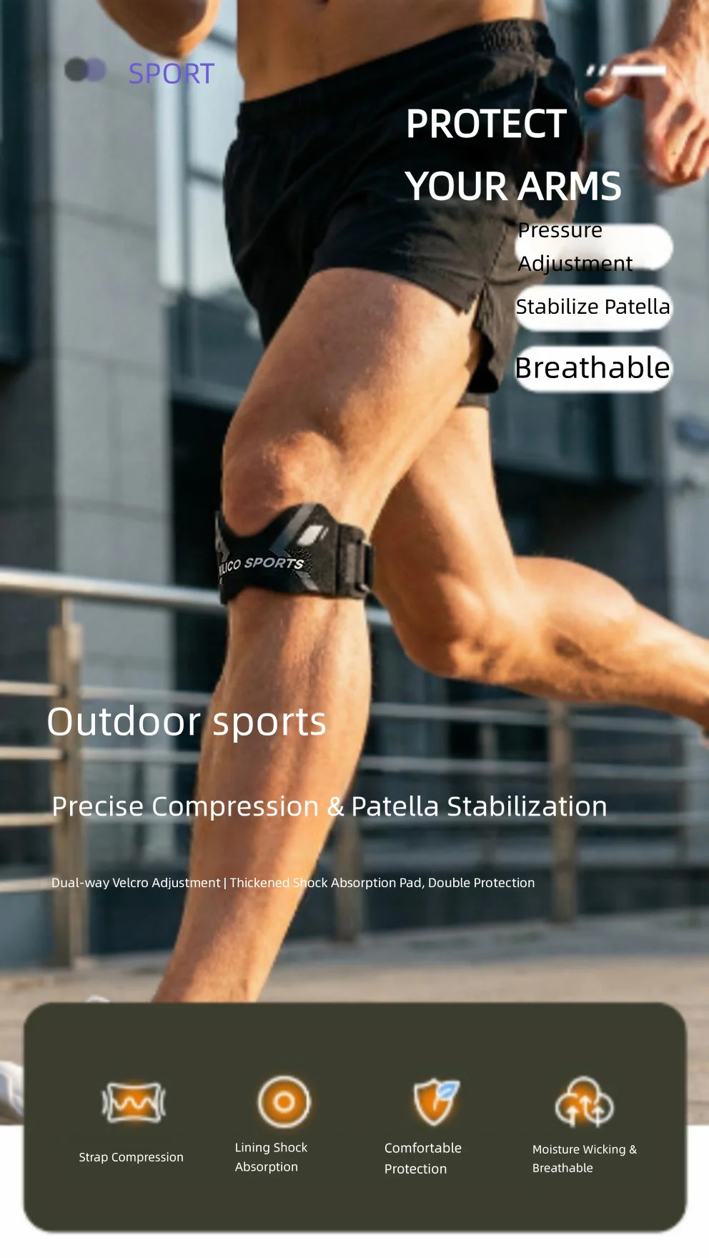 1 Stück Patella-Knieband zur Schmerzlinderung, Knieunterstützung, Patella-Stabilisator, Ergonomische Sehnenbandage – Detail 7
