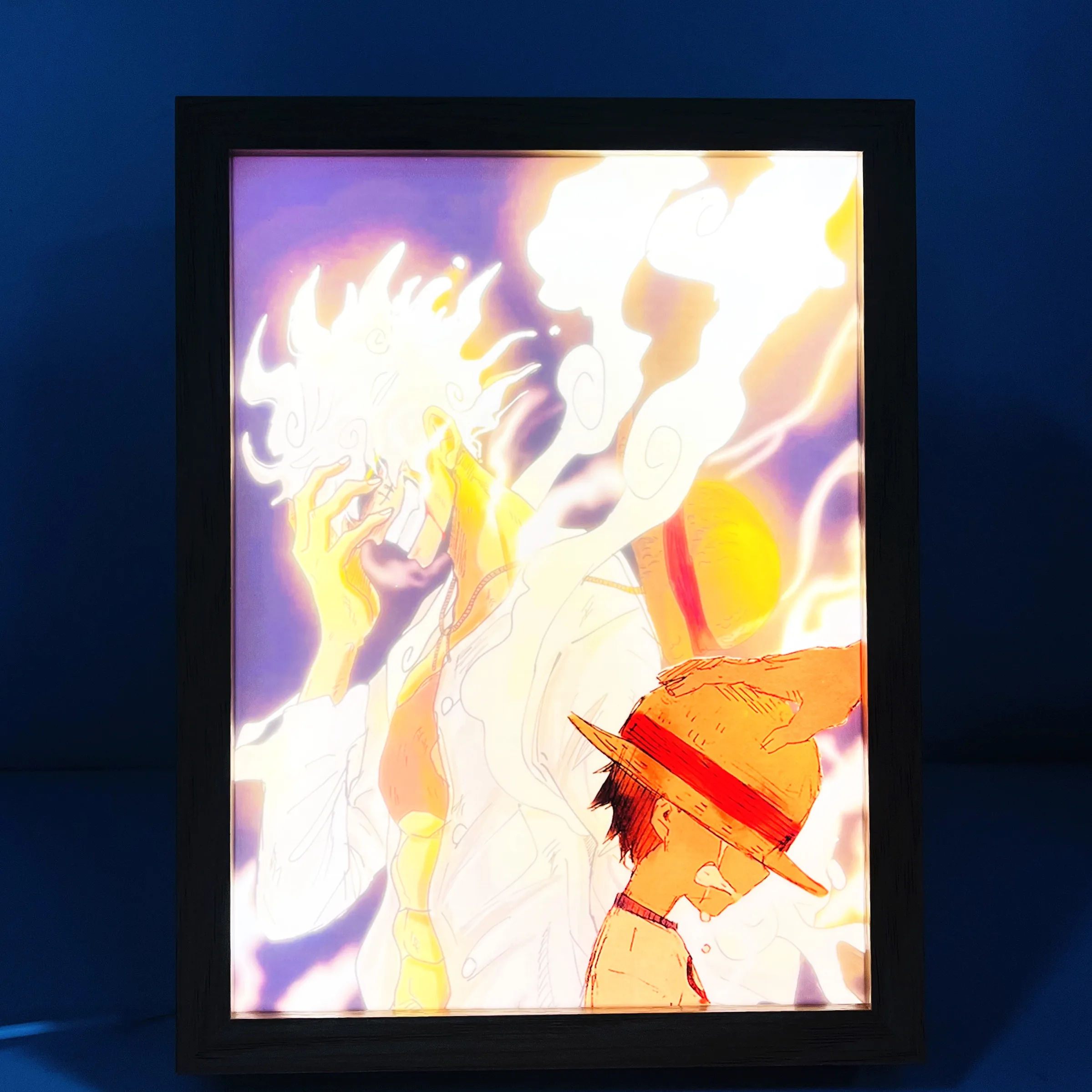 

3D LED Anime Light Box Monkey D. Luffy 5th Gear Nika Frame Night Lamp One Piece Action Figure Toy Christmas Birthday Gift